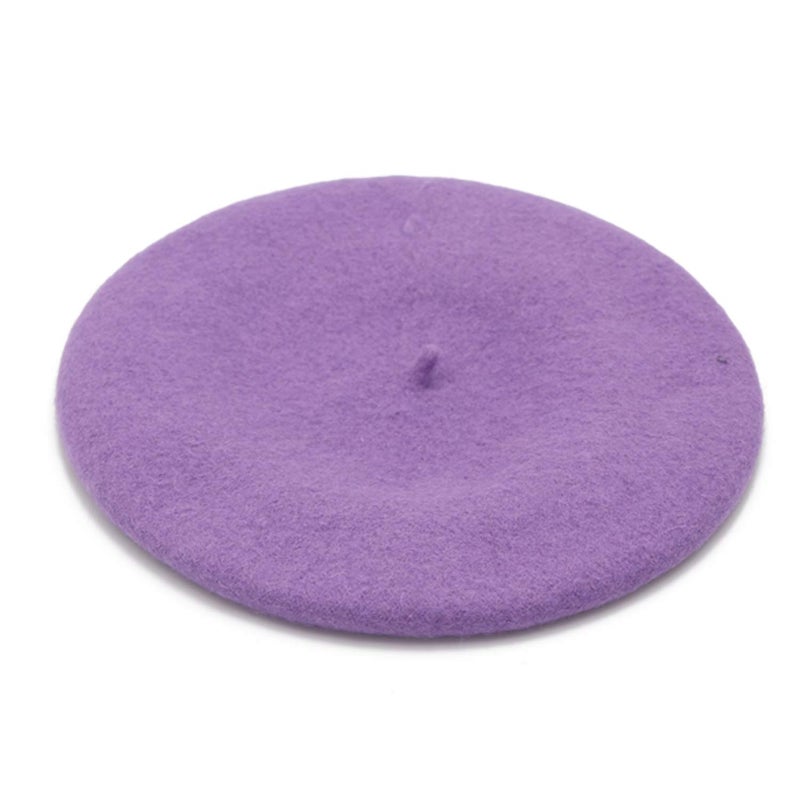 Wheebo Wool Beret Hat,Solid Color French Style Winter Warm Cap for Women Girls Lady (Beret Hat-Lilac Color-FBA) - Image 4